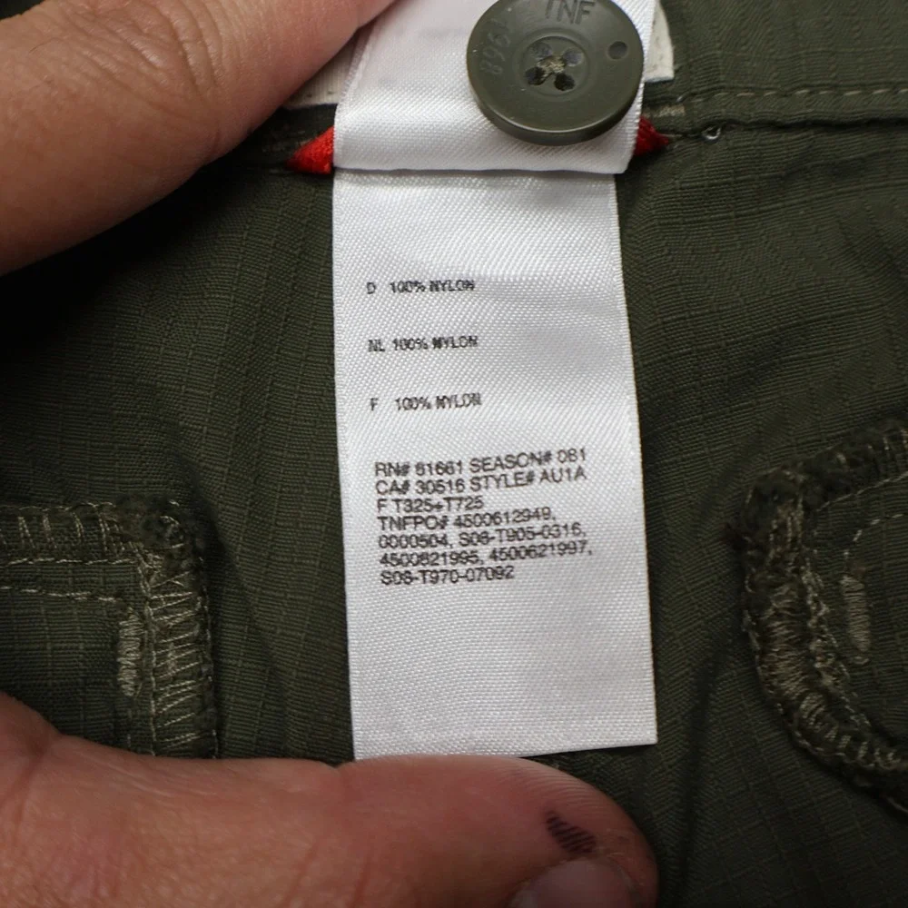 North Face Pants Men 36x33 Green Convertible Cargo Ripstop Light Wind Rain Hike